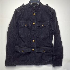 Ralph Lauren Black Denim Jacket with Gold Buttons